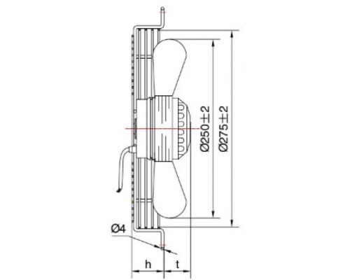 YWF 4E-250S Вентилятор осьовий 250мм YDWF68L25P4-300P-250 (220В, 975м3/год, IP54)